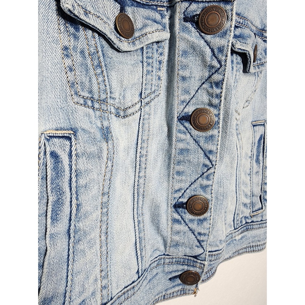American Eagle Denim Vest Women S Light Wash Button Front vest - Picture 9 of 13